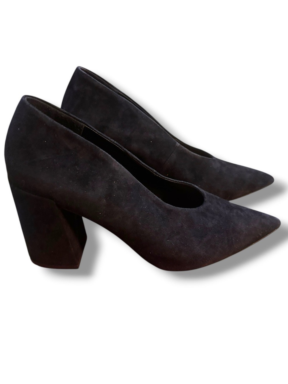 Topshop Grove Black Suede Pointed Toe Block Heel Pumps Women’s US 8.5 - Picture 3 of 9
